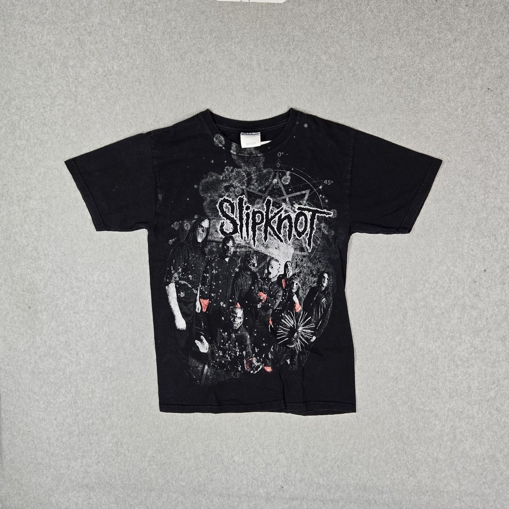 VINTAGE Slipknot Men Shirt S Black Y2K Metal Band Group Portrait Graphic Print